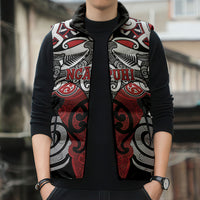Personalised Maori Ngapuhi Sleeveless Puffer Jacket Silver Fern Kowhaiwhai Art