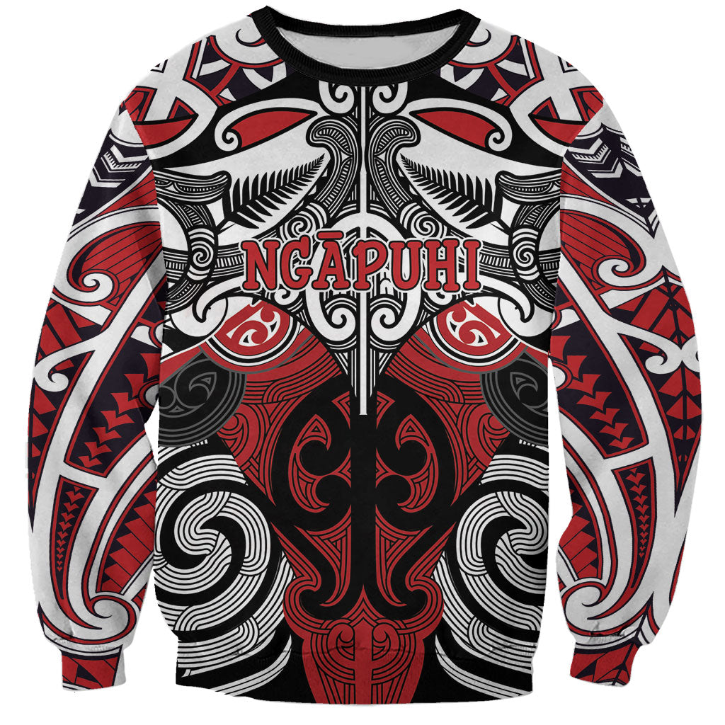 Personalised Maori Ngapuhi Sweatshirt Silver Fern Kowhaiwhai Art