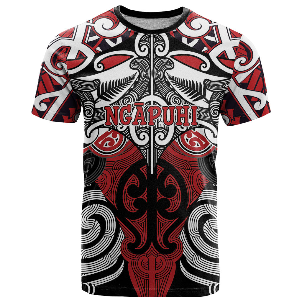 Personalised Maori Ngapuhi T Shirt Silver Fern Kowhaiwhai Art