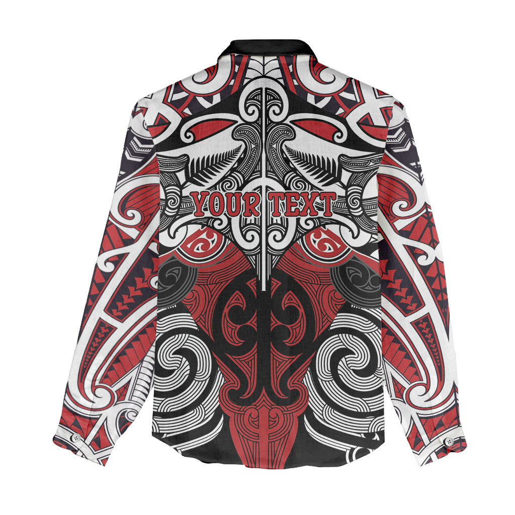 Personalised Maori Ngapuhi Women Casual Shirt Silver Fern Kowhaiwhai Art