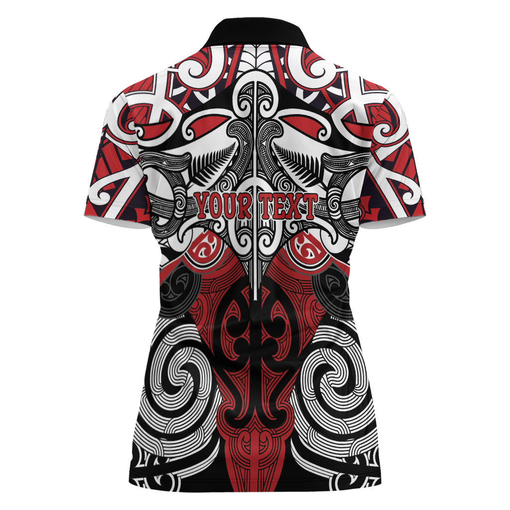 Personalised Maori Ngapuhi Women Polo Shirt Silver Fern Kowhaiwhai Art