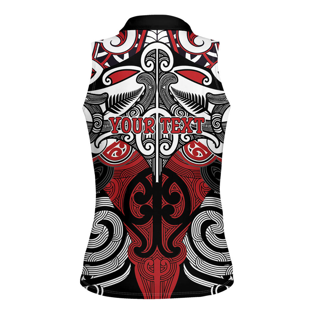 Personalised Maori Ngapuhi Women Sleeveless Polo Shirt Silver Fern Kowhaiwhai Art