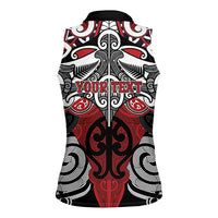 Personalised Maori Ngapuhi Women Sleeveless Polo Shirt Silver Fern Kowhaiwhai Art