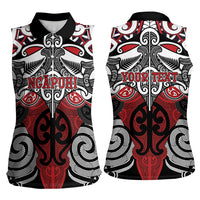 Personalised Maori Ngapuhi Women Sleeveless Polo Shirt Silver Fern Kowhaiwhai Art