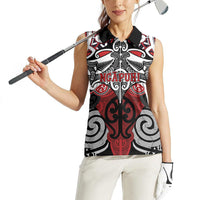 Personalised Maori Ngapuhi Women Sleeveless Polo Shirt Silver Fern Kowhaiwhai Art