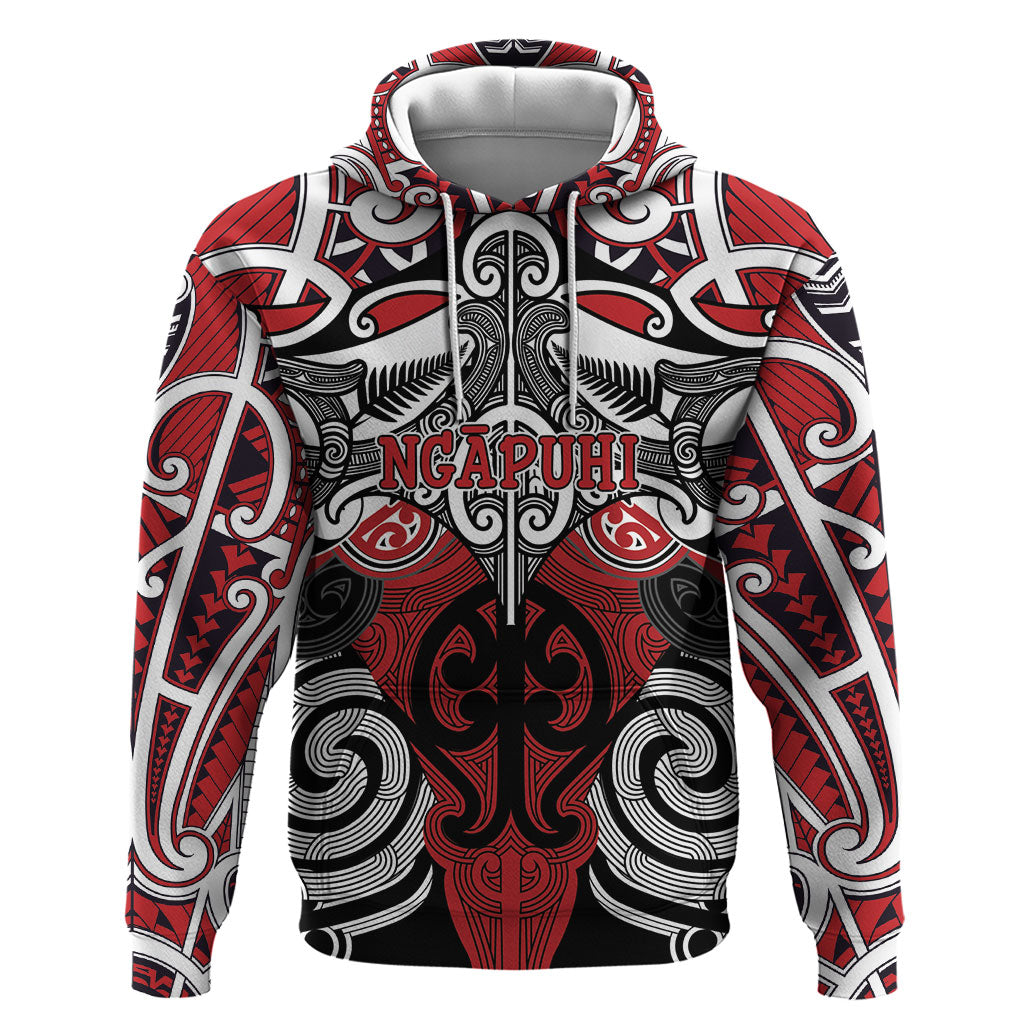 Personalised Maori Ngapuhi Zip Hoodie Silver Fern Kowhaiwhai Art