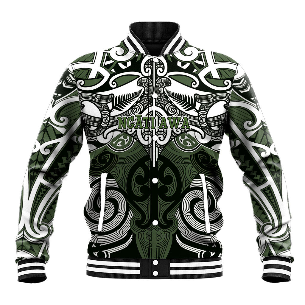 Personalised Maori Ngati Awa Baseball Jacket Silver Fern Kowhaiwhai Art