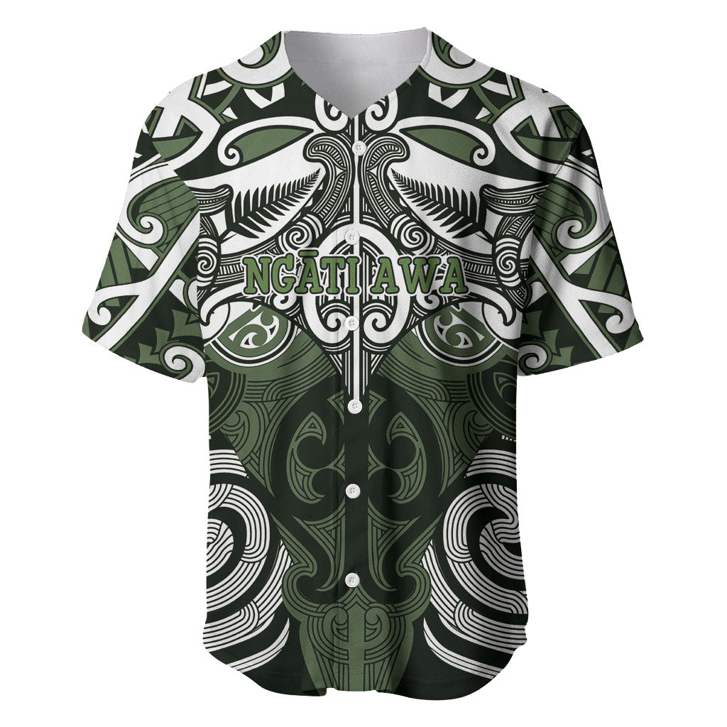 Personalised Maori Ngati Awa Baseball Jersey Silver Fern Kowhaiwhai Art