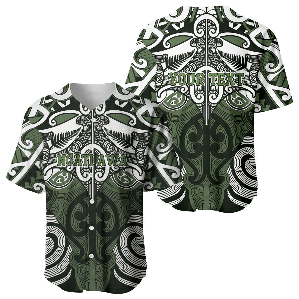 Personalised Maori Ngati Awa Baseball Jersey Silver Fern Kowhaiwhai Art