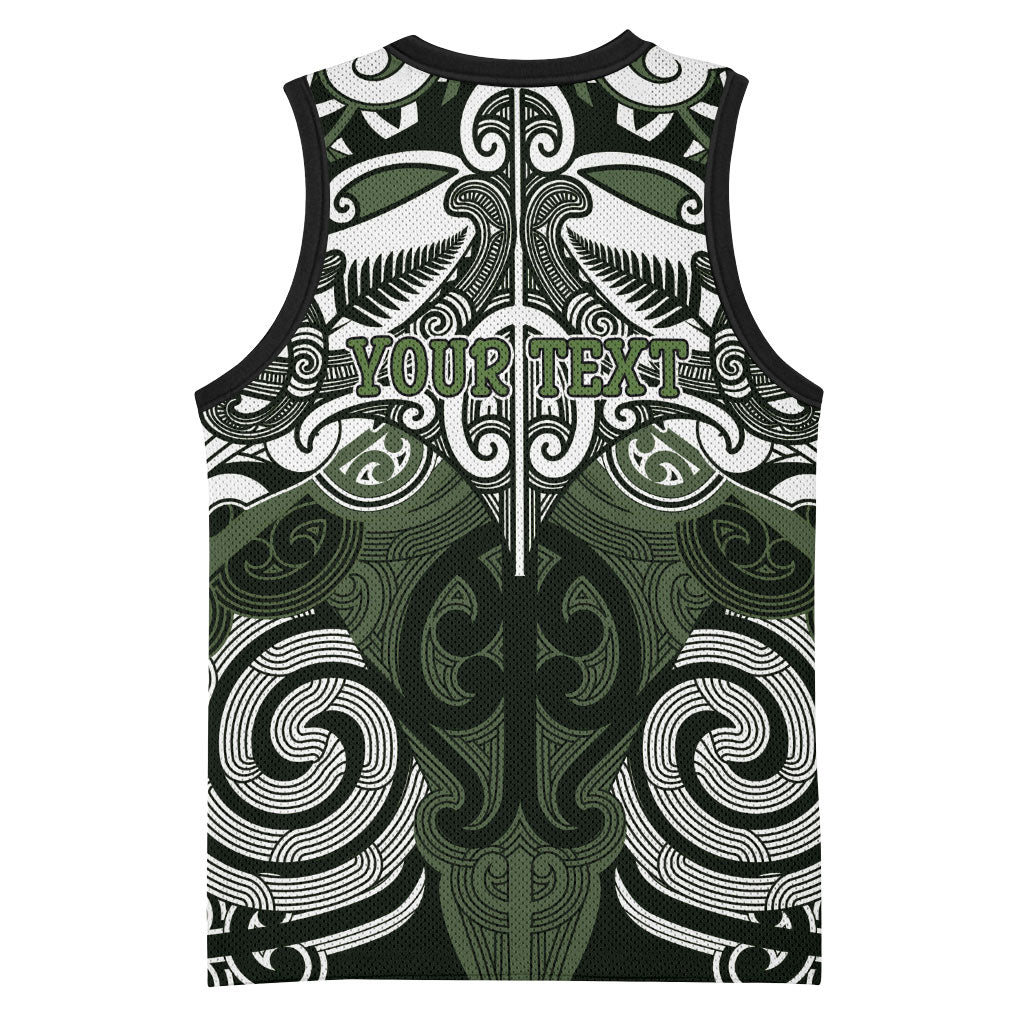 Personalised Maori Ngati Awa Basketball Jersey Silver Fern Kowhaiwhai Art