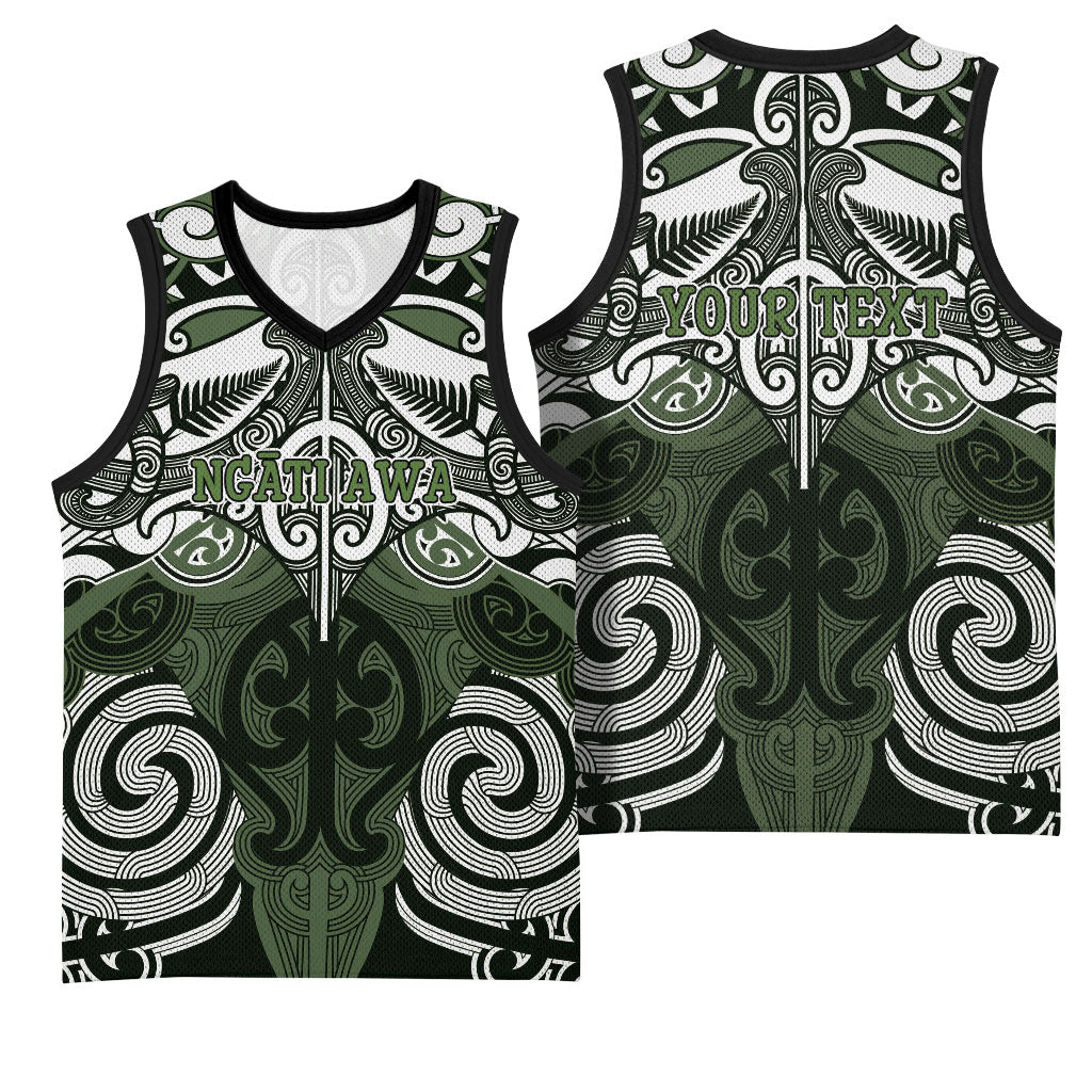 Personalised Maori Ngati Awa Basketball Jersey Silver Fern Kowhaiwhai Art
