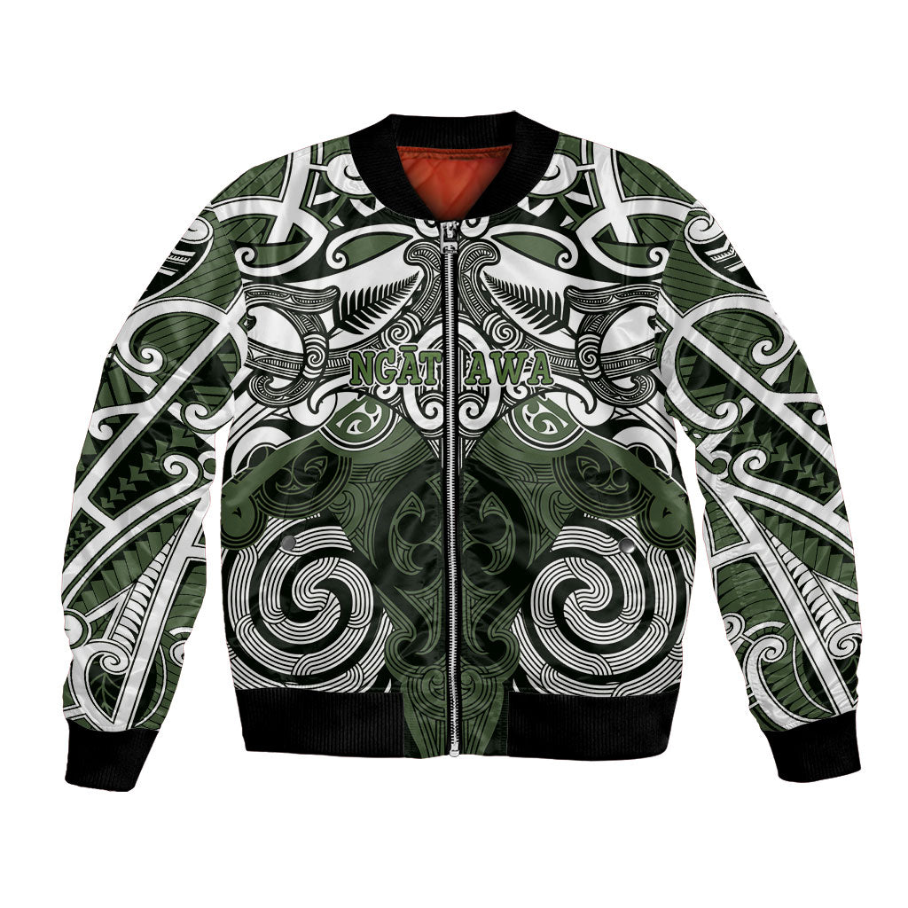 Personalised Maori Ngati Awa Bomber Jacket Silver Fern Kowhaiwhai Art