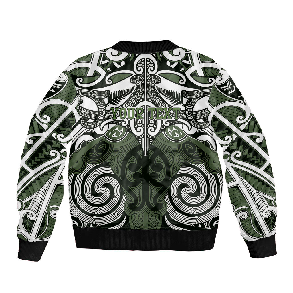 Personalised Maori Ngati Awa Bomber Jacket Silver Fern Kowhaiwhai Art