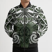 Personalised Maori Ngati Awa Bomber Puffer Jacket Silver Fern Kowhaiwhai Art