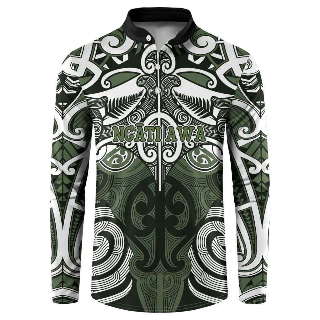 Personalised Maori Ngati Awa Button Sweatshirt Silver Fern Kowhaiwhai Art