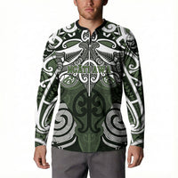 Personalised Maori Ngati Awa Button Sweatshirt Silver Fern Kowhaiwhai Art