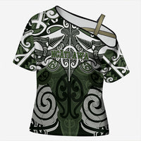 Personalised Maori Ngati Awa Cross Shoulder Shirt Silver Fern Kowhaiwhai Art