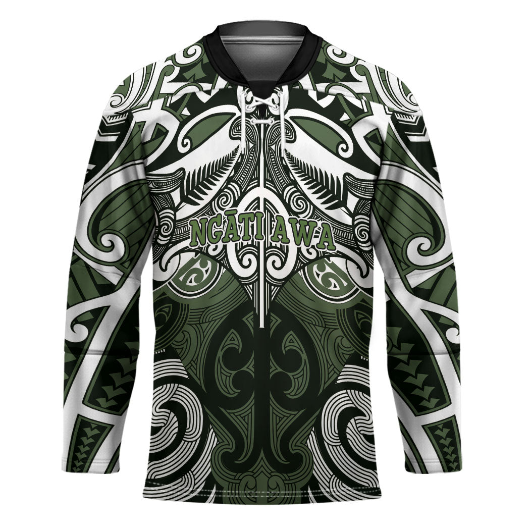 Personalised Maori Ngati Awa Hockey Jersey Silver Fern Kowhaiwhai Art