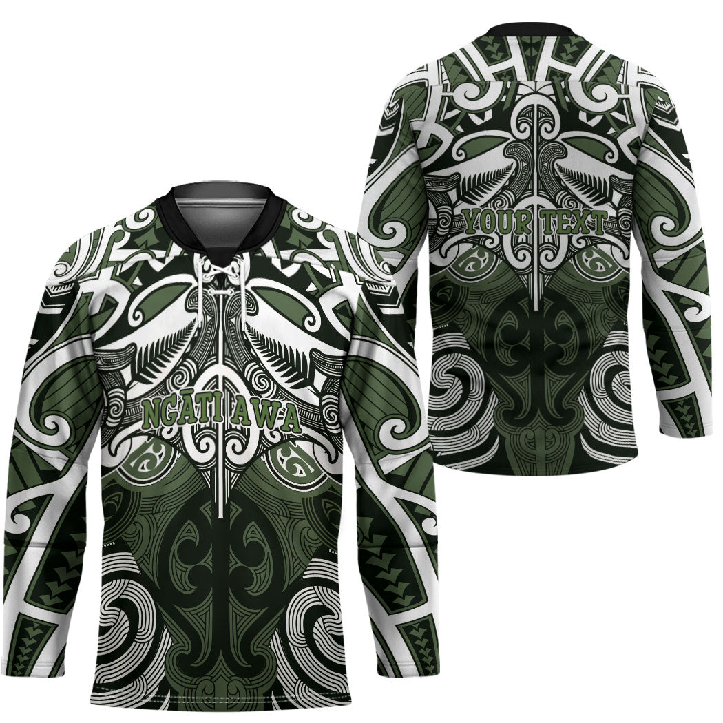 Personalised Maori Ngati Awa Hockey Jersey Silver Fern Kowhaiwhai Art