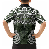 Personalised Maori Ngati Awa Kid Hawaiian Shirt Silver Fern Kowhaiwhai Art