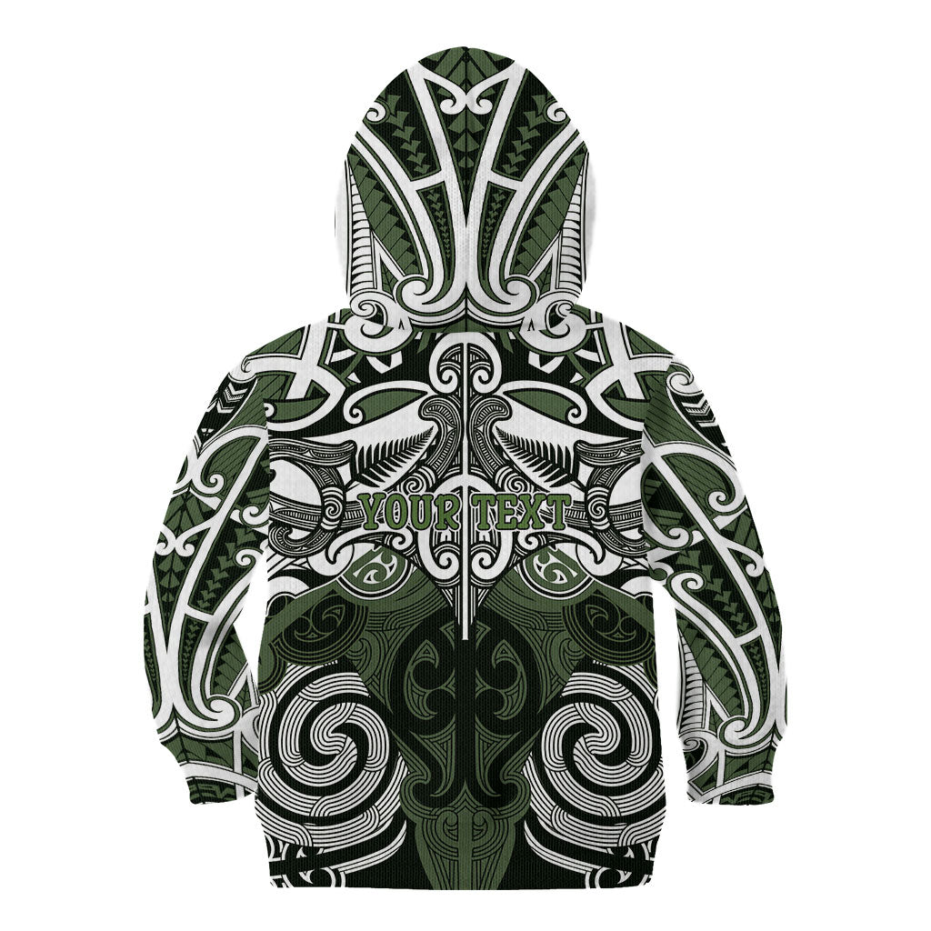 Personalised Maori Ngati Awa Kid Hoodie Silver Fern Kowhaiwhai Art