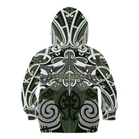 Personalised Maori Ngati Awa Kid Hoodie Silver Fern Kowhaiwhai Art