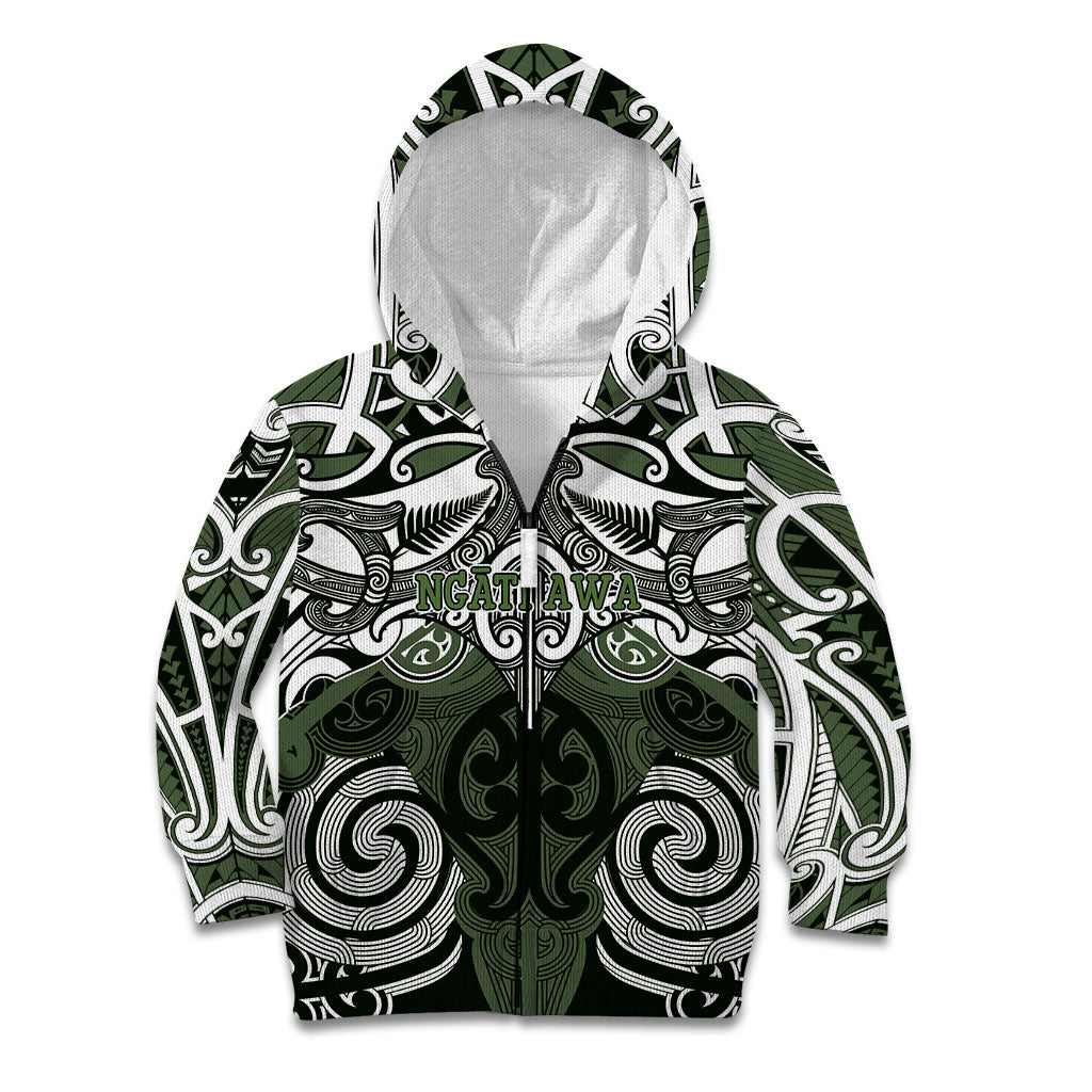 Personalised Maori Ngati Awa Kid Hoodie Silver Fern Kowhaiwhai Art