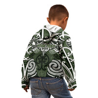 Personalised Maori Ngati Awa Kid Hoodie Silver Fern Kowhaiwhai Art