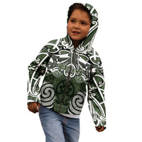 Personalised Maori Ngati Awa Kid Hoodie Silver Fern Kowhaiwhai Art