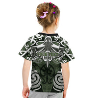 Personalised Maori Ngati Awa Kid T Shirt Silver Fern Kowhaiwhai Art