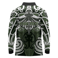 Personalised Maori Ngati Awa Long Sleeve Polo Shirt Silver Fern Kowhaiwhai Art