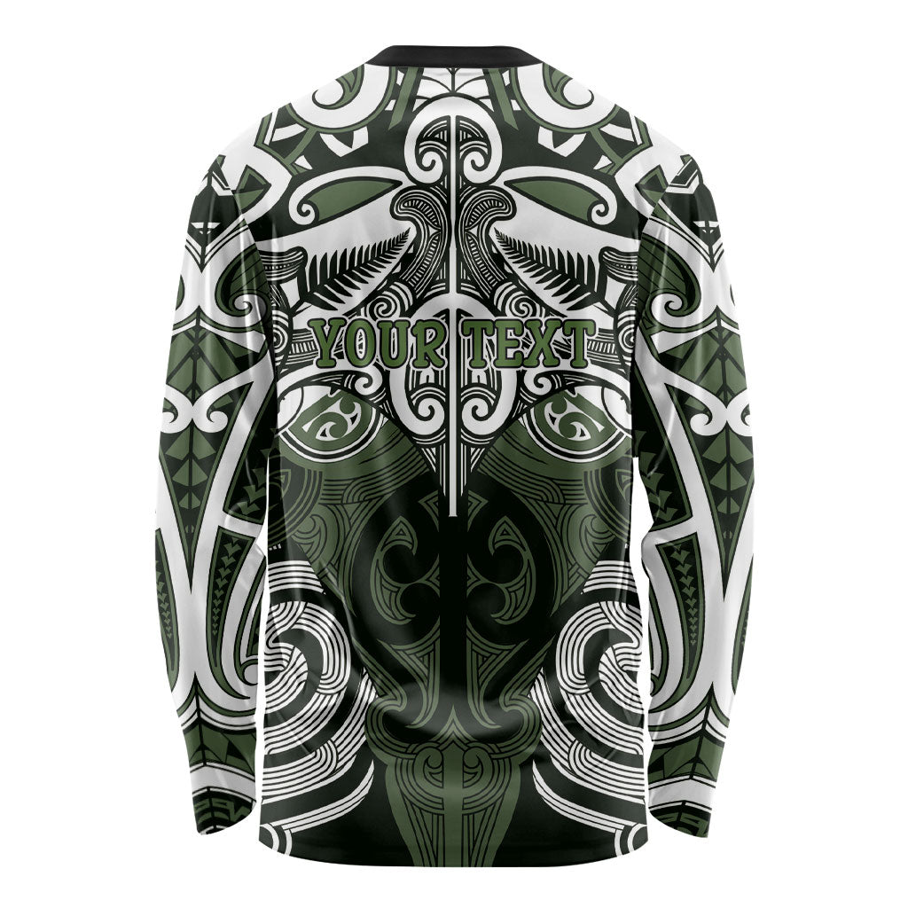 Personalised Maori Ngati Awa Long Sleeve Shirt Silver Fern Kowhaiwhai Art