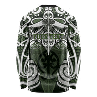 Personalised Maori Ngati Awa Long Sleeve Shirt Silver Fern Kowhaiwhai Art