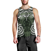Personalised Maori Ngati Awa Men Tank Top Silver Fern Kowhaiwhai Art