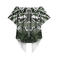 Personalised Maori Ngati Awa Off Shoulder Wrap Waist Top Silver Fern Kowhaiwhai Art