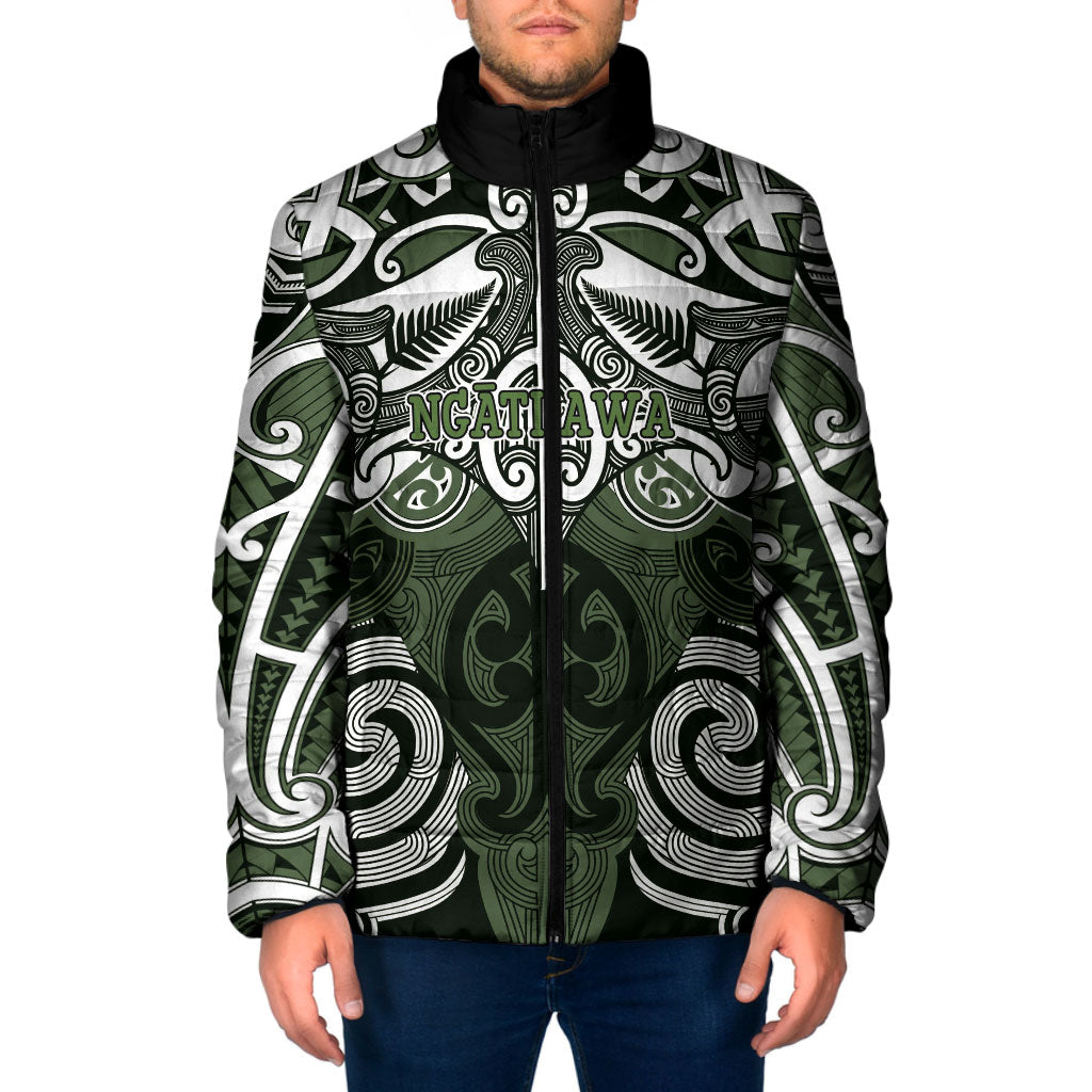 Personalised Maori Ngati Awa Padded Jacket Silver Fern Kowhaiwhai Art