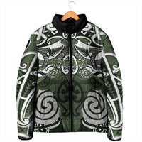 Personalised Maori Ngati Awa Padded Jacket Silver Fern Kowhaiwhai Art