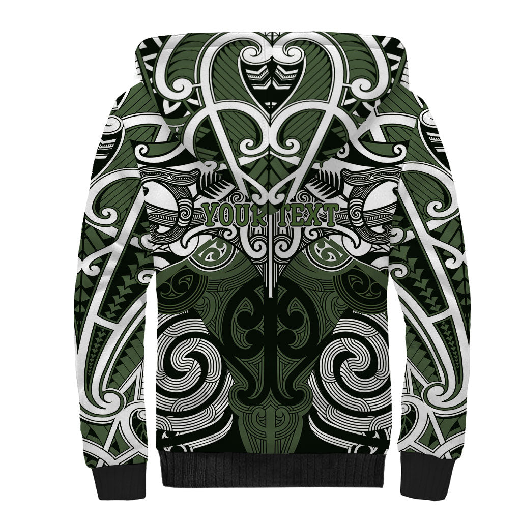 Personalised Maori Ngati Awa Sherpa Hoodie Silver Fern Kowhaiwhai Art