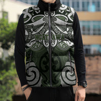 Personalised Maori Ngati Awa Sleeveless Puffer Jacket Silver Fern Kowhaiwhai Art