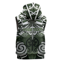 Personalised Maori Ngati Awa Sleeveless Zip Hoodie Silver Fern Kowhaiwhai Art