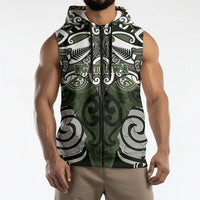 Personalised Maori Ngati Awa Sleeveless Zip Hoodie Silver Fern Kowhaiwhai Art
