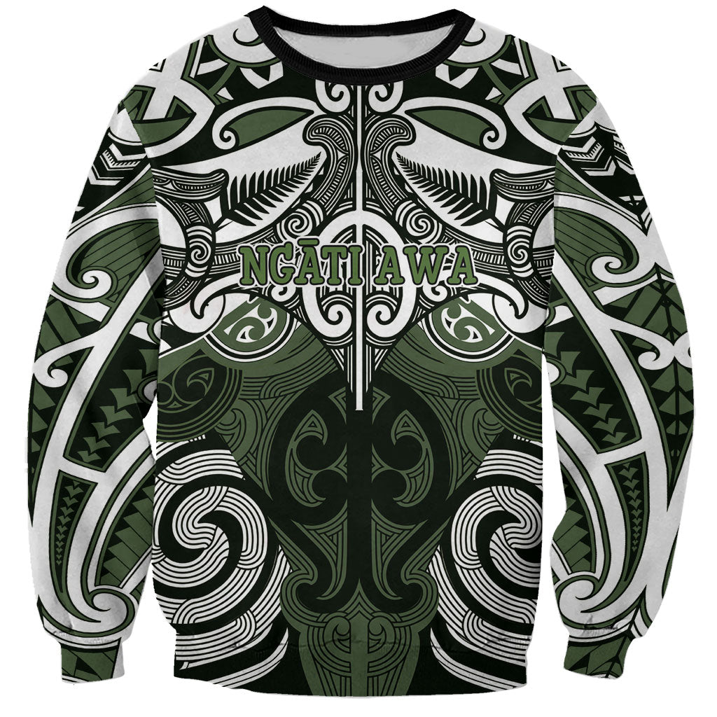 Personalised Maori Ngati Awa Sweatshirt Silver Fern Kowhaiwhai Art
