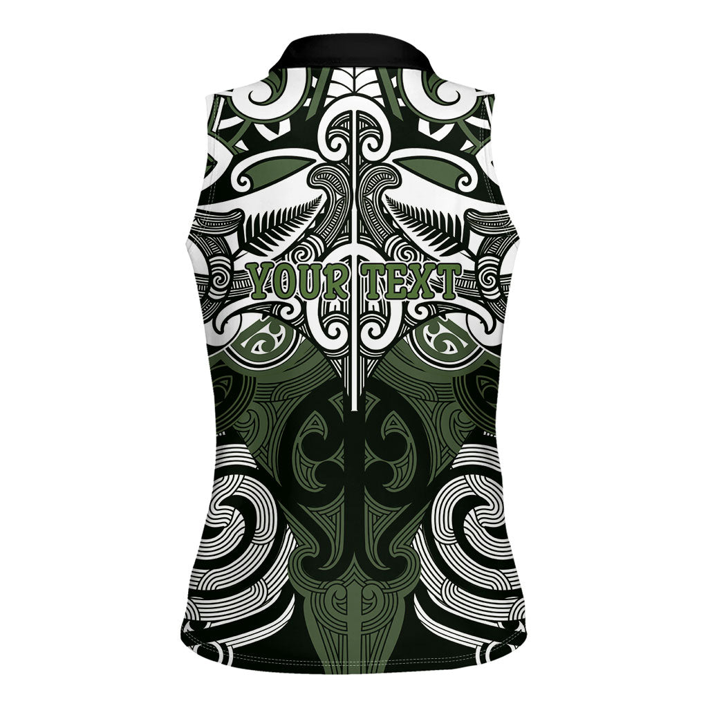 Personalised Maori Ngati Awa Women Sleeveless Polo Shirt Silver Fern Kowhaiwhai Art