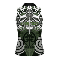 Personalised Maori Ngati Awa Women Sleeveless Polo Shirt Silver Fern Kowhaiwhai Art