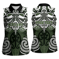 Personalised Maori Ngati Awa Women Sleeveless Polo Shirt Silver Fern Kowhaiwhai Art