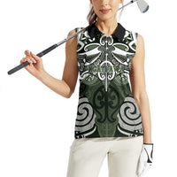 Personalised Maori Ngati Awa Women Sleeveless Polo Shirt Silver Fern Kowhaiwhai Art