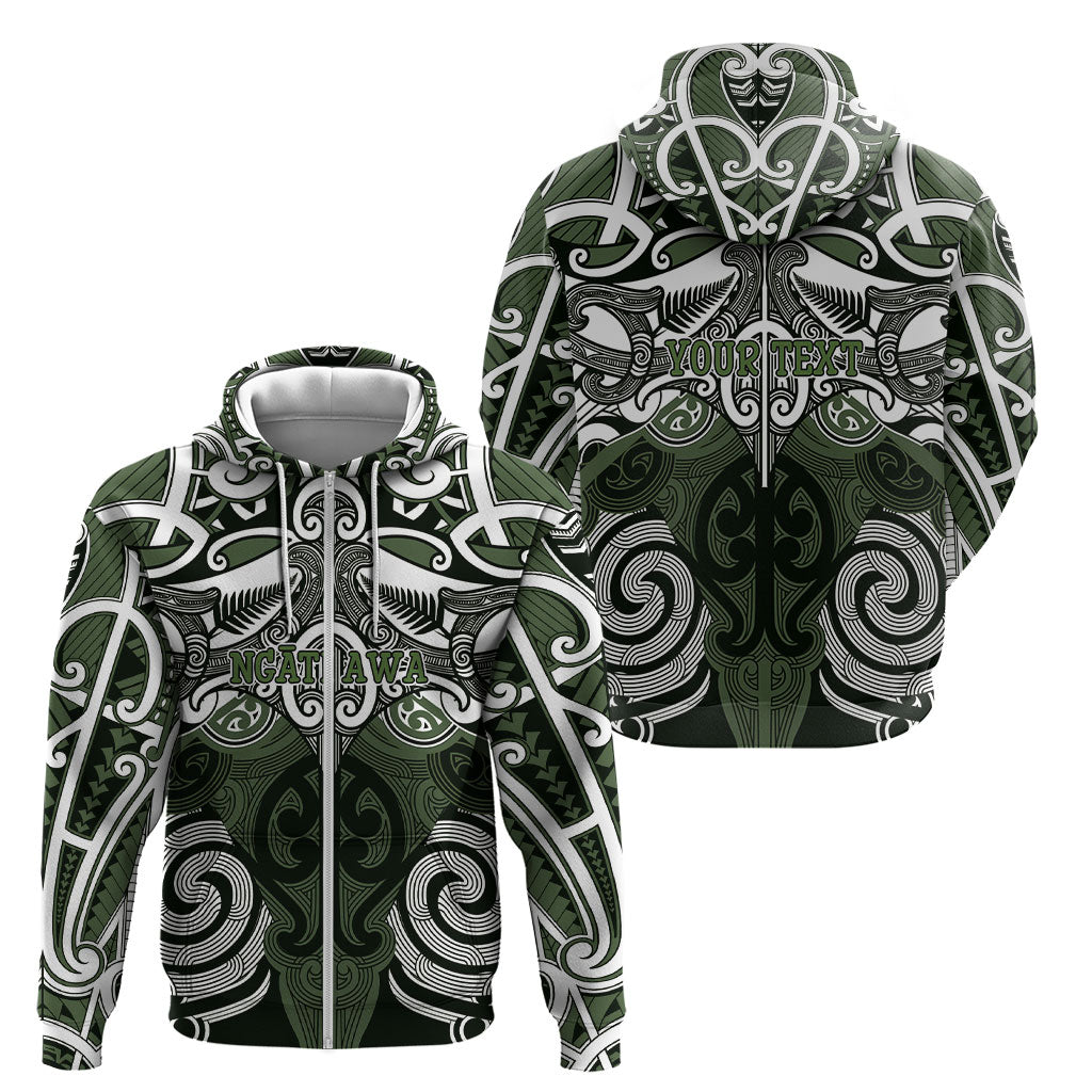 Personalised Maori Ngati Awa Zip Hoodie Silver Fern Kowhaiwhai Art