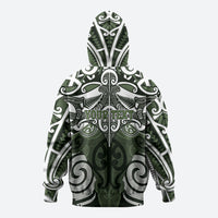 Personalised Maori Ngati Awa Zip Hoodie Silver Fern Kowhaiwhai Art
