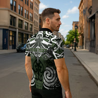 Personalised Maori Ngati Awa Zipper Polo Shirt Silver Fern Kowhaiwhai Art