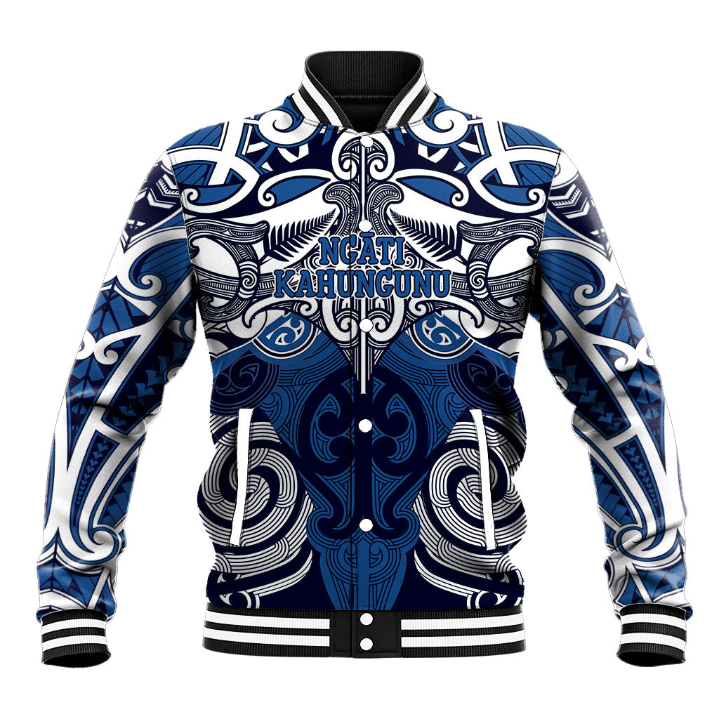 Personalised Maori Ngati Kahungunu Baseball Jacket Silver Fern Kowhaiwhai Art